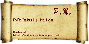 Páskuly Milos névjegykártya